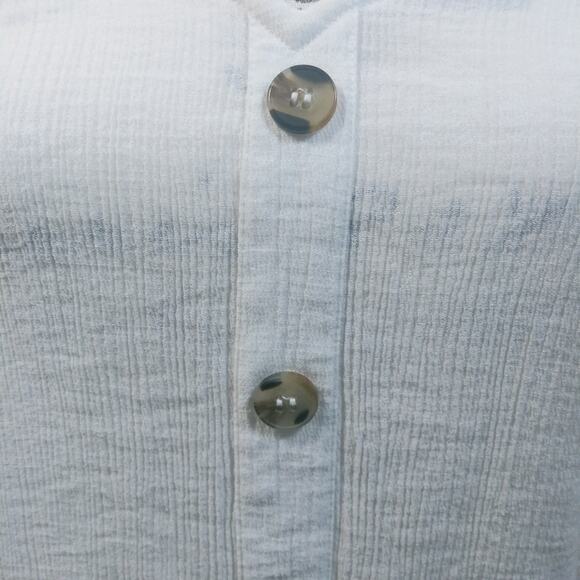 Flower & Feather White Gauzy Button Up Tie Front Blouse L - Picture 4 of 7